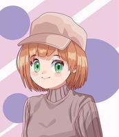 girl wearing cap anime poster vector
