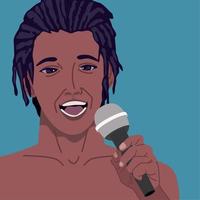 afro man with microphone vector