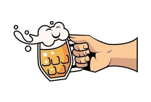 hand with beer jar drink vector