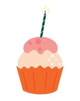 cupcake de cumpleaños con vela vector