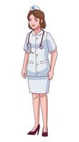 female nurse with stethoscope vector