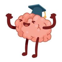 brain graduated comic character vector