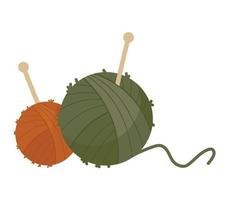 wool balls with needles vector