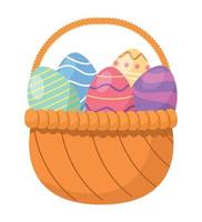 easter eggs in basket vector