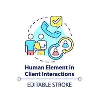 Human element in client interactions concept icon. Customer behavior trend abstract idea thin line illustration. Isolated outline drawing. Editable stroke. vector