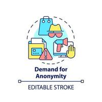 Demand for anonymity concept icon. Privacy. Customer behavior trend abstract idea thin line illustration. Isolated outline drawing. Editable stroke. vector