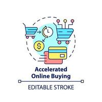 Accelerated online buying concept icon. Internet shopping. Customer behavior trend abstract idea thin line illustration. Isolated outline drawing. Editable stroke. vector