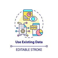 utilice el icono de concepto de datos existente. investigación de mercado. identificar las necesidades del cliente idea abstracta ilustración de línea delgada. dibujo de contorno aislado. trazo editable. vector