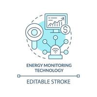 Energy monitoring technology turquoise concept icon. Energy strategy part abstract idea thin line illustration. Isolated outline drawing. Editable stroke. vector