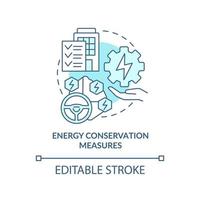 Energy conservation measures turquoise concept icon. Energy resource plan abstract idea thin line illustration. Isolated outline drawing. Editable stroke. vector