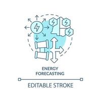 Energy forecasting turquoise concept icon. Strategic energy planning abstract idea thin line illustration. Predict demand. Isolated outline drawing. Editable stroke. vector