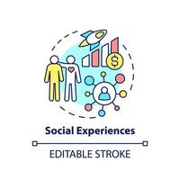 Social experiences concept icon. Socialization demand. Customer behavior trend abstract idea thin line illustration. Isolated outline drawing. Editable stroke.