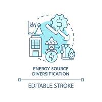 Energy source diversification turquoise concept icon. Implementing energy plan abstract idea thin line illustration. Isolated outline drawing. Editable stroke. vector