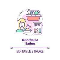 Disordered eating concept icon. Over fixation and restrictions. Side effect abstract idea thin line illustration. Isolated outline drawing. Editable stroke. vector