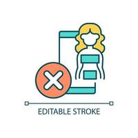 Do not post nude photos RGB color icon. Social media censorship. Netiquette rule. Naked woman picture. Isolated vector illustration. Simple filled line drawing. Editable stroke.