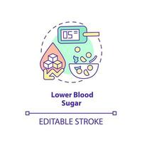 Lower blood sugar concept icon. Diabetes prevention. Benefit of vegan diet abstract idea thin line illustration. Isolated outline drawing. Editable stroke. vector