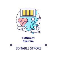 Sufficient exercise concept icon. Pet wellness tip abstract idea thin line illustration. Daily physical activity for dog. Isolated outline drawing. Editable stroke. vector