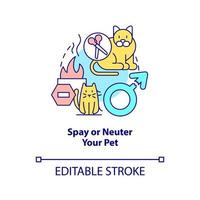 Spay and neuter pet concept icon. Pet ownership abstract idea thin line illustration. Prevent negative health outcomes. Isolated outline drawing. Editable stroke. vector