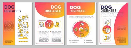 Common canine diseases red gradient brochure template. Dog conditions. Leaflet design with linear icons. 4 vector layouts for presentation, annual reports.