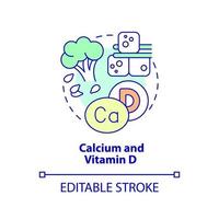 Calcium and vitamin D concept icon. Green vegetables and tofu. Source of nutrients abstract idea thin line illustration. Isolated outline drawing. Editable stroke. vector