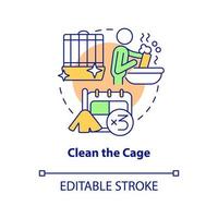 Clean cage concept icon. Take care of small mammal pets abstract idea thin line illustration. Effective cage sanitization. Isolated outline drawing. Editable stroke. vector