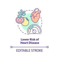 Lower risk of heart disease concept icon. Heart attack prevention. Veganism benefit abstract idea thin line illustration. Isolated outline drawing. Editable stroke. vector