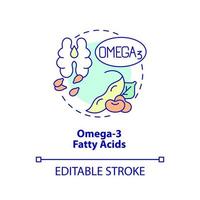 Omega three fatty acids concept icon. Vegan lifestyle. Source of nutrients abstract idea thin line illustration. Isolated outline drawing. Editable stroke. vector