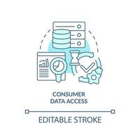 Consumer data access turquoise concept icon. Medical management trouble abstract idea thin line illustration. Isolated outline drawing. Editable stroke. vector