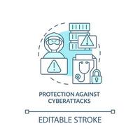 Protection against cyberattacks turquoise concept icon. Electronic health records abstract idea thin line illustration. Isolated outline drawing. Editable stroke. vector