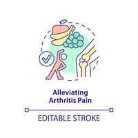 Alleviating arthritis pain concept icon. Relieve symptoms. Benefit of vegan diet abstract idea thin line illustration. Isolated outline drawing. Editable stroke. vector