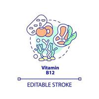 Cobalamin concept icon. Plant based meat. Vitamin B. Source of nutrients abstract idea thin line illustration. Isolated outline drawing. Editable stroke. vector