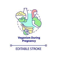 Veganism during pregnancy concept icon. Essential nutrients. Vegan lifestyle abstract idea thin line illustration. Isolated outline drawing. Editable stroke. vector