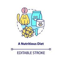 Nutritious diet concept icon. Proper pet care routine abstract idea thin line illustration. Healthy treats for dogs, cats. Isolated outline drawing. Editable stroke. vector