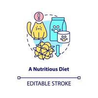 Nutritious diet concept icon. Proper pet care routine abstract idea thin line illustration. Healthy treats for dogs, cats. Isolated outline drawing. Editable stroke. vector