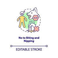 No to biting and nipping concept icon. Training dog tip abstract idea thin line illustration. Aggressive behavior. Isolated outline drawing. Editable stroke. vector