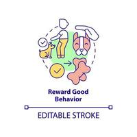 Reward good behavior concept icon. Dog training technique abstract idea thin line illustration. Positive reinforcement. Isolated outline drawing. Editable stroke. vector