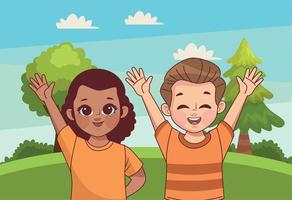 niños pequeños interraciales vector