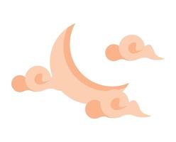 crescent moon and clouds vector