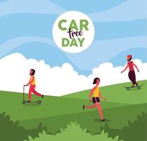 car free day landscape vector