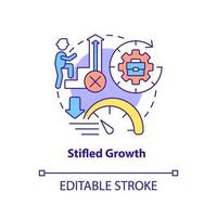 Stifled growth concept icon. No career development. Sign of toxic workplace abstract idea thin line illustration. Isolated outline drawing. Editable stroke. vector