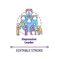 Depressive leader concept icon. Self doubting boss. Type of toxic leader abstract idea thin line illustration. Isolated outline drawing. Editable stroke. vector