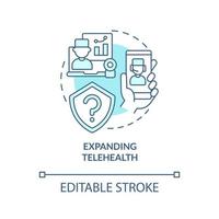 Expanding telehealth turquoise concept icon. Healthcare system challenge abstract idea thin line illustration. Isolated outline drawing. Editable stroke. vector