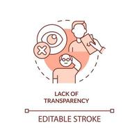 Lack of transparency terracotta concept icon. Biggest problem facing healthcare abstract idea thin line illustration. Isolated outline drawing. Editable stroke. vector