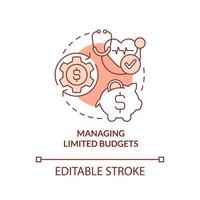 Managing limited budgets terracotta concept icon. Healthcare puzzling point abstract idea thin line illustration. Isolated outline drawing. Editable stroke. vector