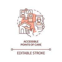 Accessible points of care terracotta concept icon. Healthcare question abstract idea thin line illustration. Telehealth. Isolated outline drawing. Editable stroke. vector