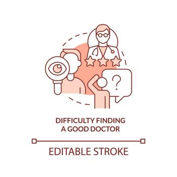 Dificultad para encontrar un buen icono de concepto de doctor terracota. problema de salud actual idea abstracta ilustración de línea delgada. dibujo de contorno aislado. trazo editable. vector