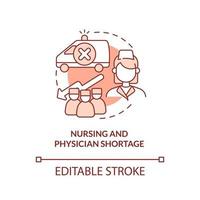 Nursing and physician shortage terracotta concept icon. Healthcare problem abstract idea thin line illustration. Isolated outline drawing. Editable stroke. vector