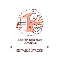 Lack of insurance coverage terracotta concept icon. Biggest problem facing healthcare abstract idea thin line illustration. Isolated outline drawing. Editable stroke. vector