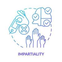 Impartiality blue gradient concept icon. Foreign assistance basis abstract idea thin line illustration. Accepted humanitarian principle. Isolated outline drawing. vector