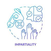 Impartiality blue gradient concept icon. Foreign assistance basis abstract idea thin line illustration. Accepted humanitarian principle. Isolated outline drawing. vector